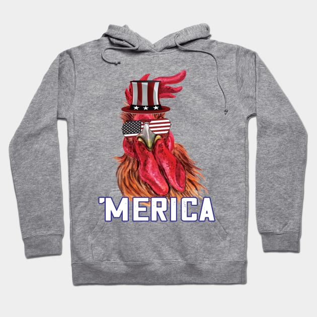 Merica Funny chicken 4th of july celebration gift Hoodie by DODG99